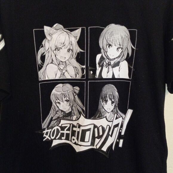 Weekend Warrior Anime Graphic Shirt-Large-Short Sleeve-Black & White-Crewneck - Picture 3 of 7